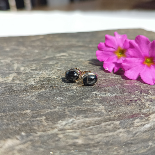 Obsidian Ohrstecker oval