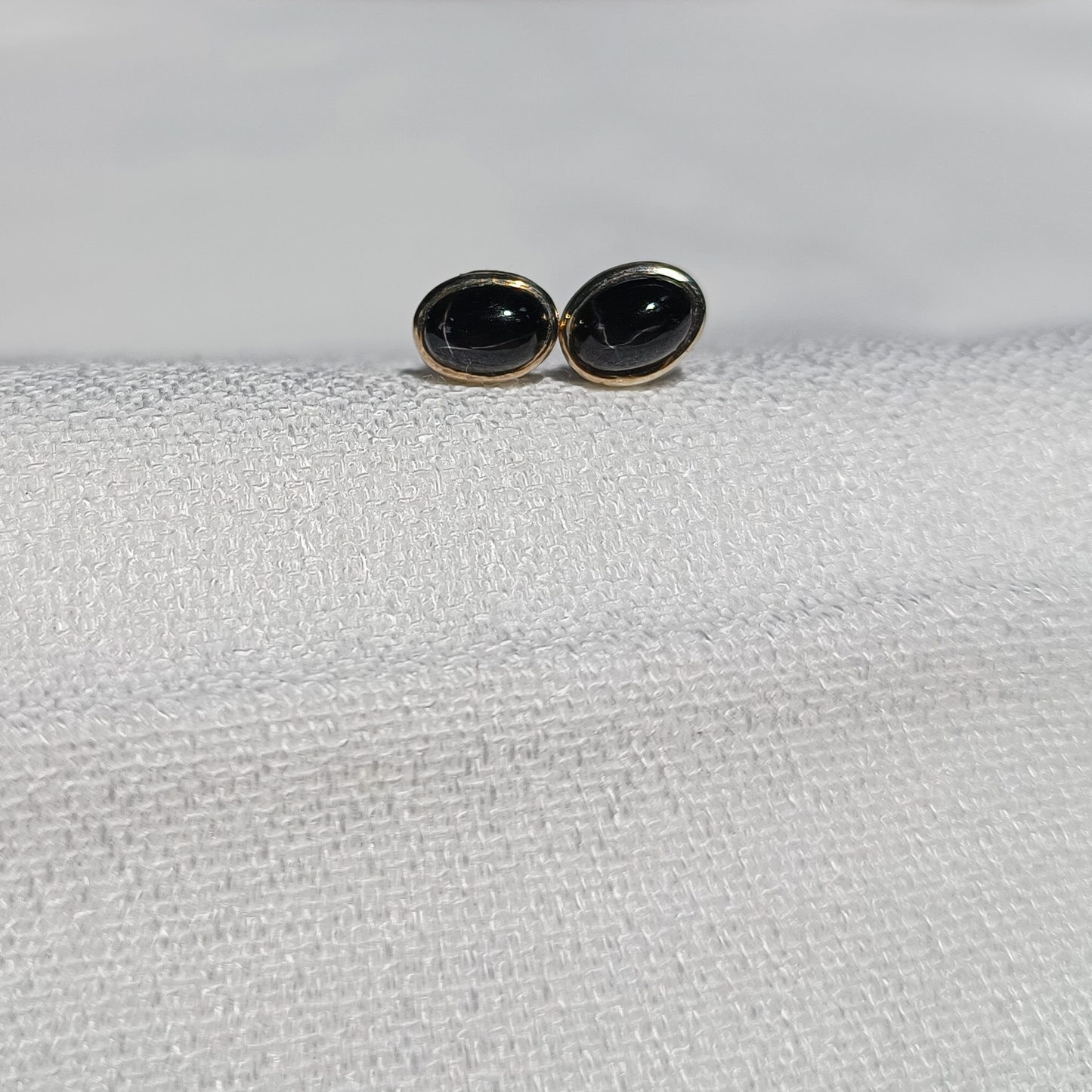 Obsidian Ohrstecker oval