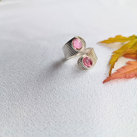 Turmalin rot Ring zwei Steine Gr. 58