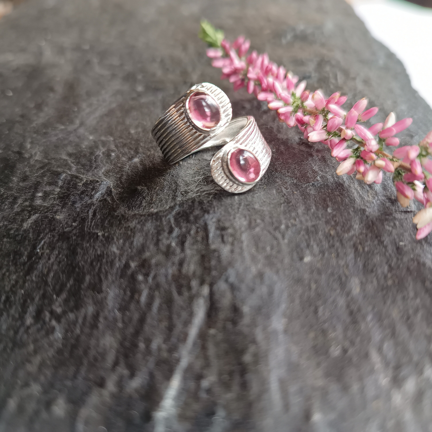 Turmalin rot Ring zwei Steine Gr. 58