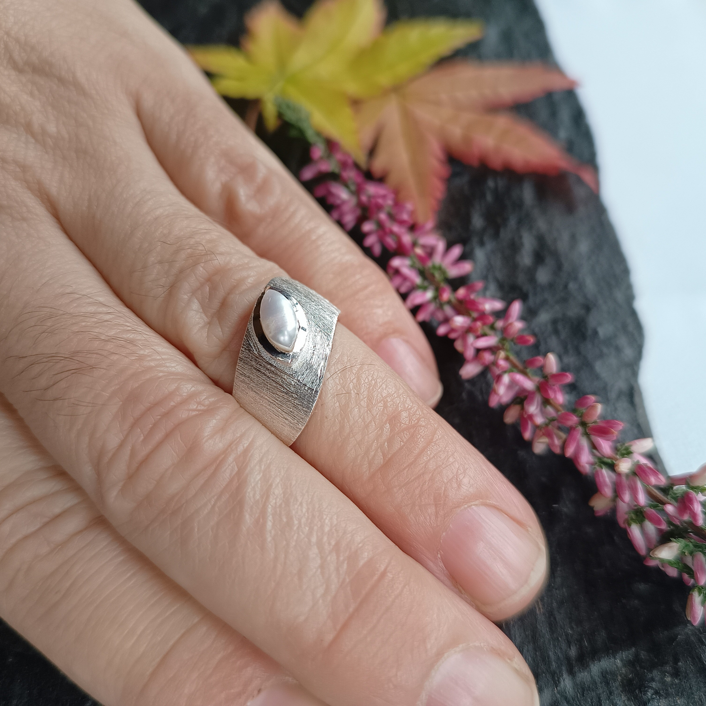 Perlen-Ring navette Gr. 54