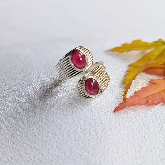 Granat-Ring zwei Steine oval Gr. 54