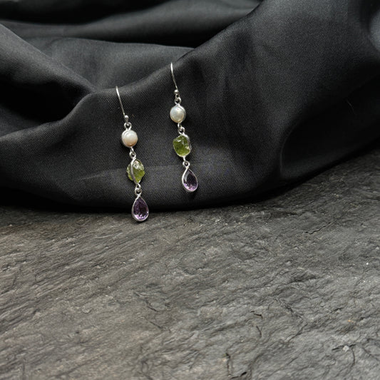 Peridot, Amethyst und Perle Ohrhänger