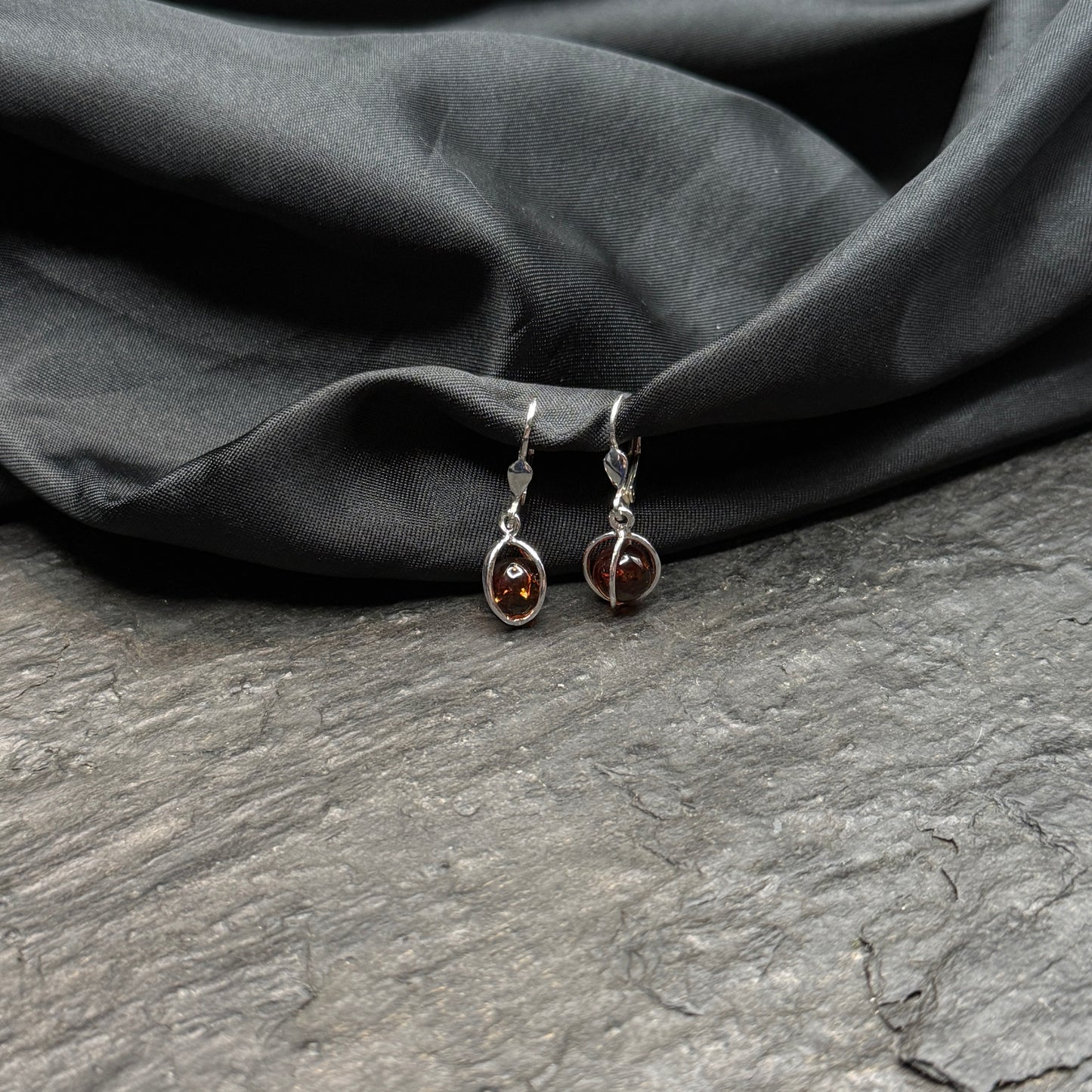 Bernstein Ohrringe in Silberfassung