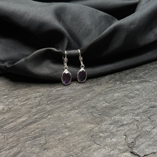Amethyst Ohrhänger facettiert oval