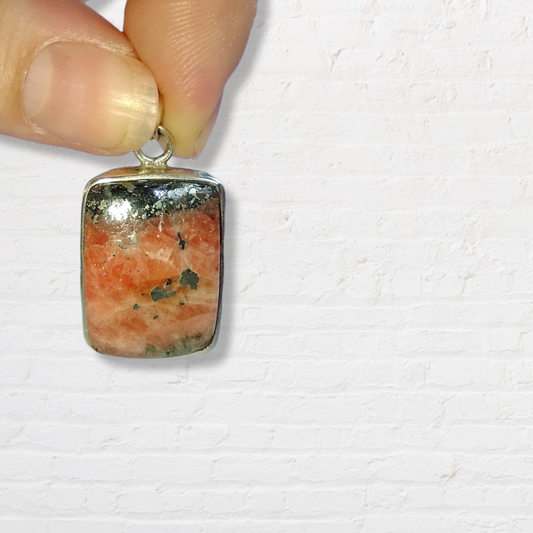 Rhodonit Anhänger rechteckig