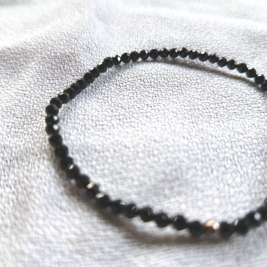 Schörl-Armband Kugeln facettiert Ø 3 mm