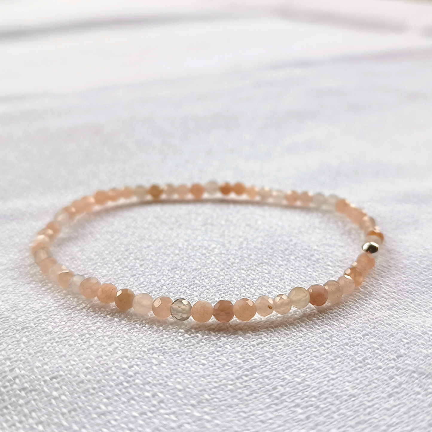Mondstein Armband Kugeln facettiert Ø 3mm