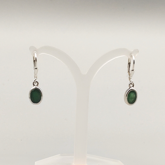 Smaragd-Ohrhänger, oval, facettiert