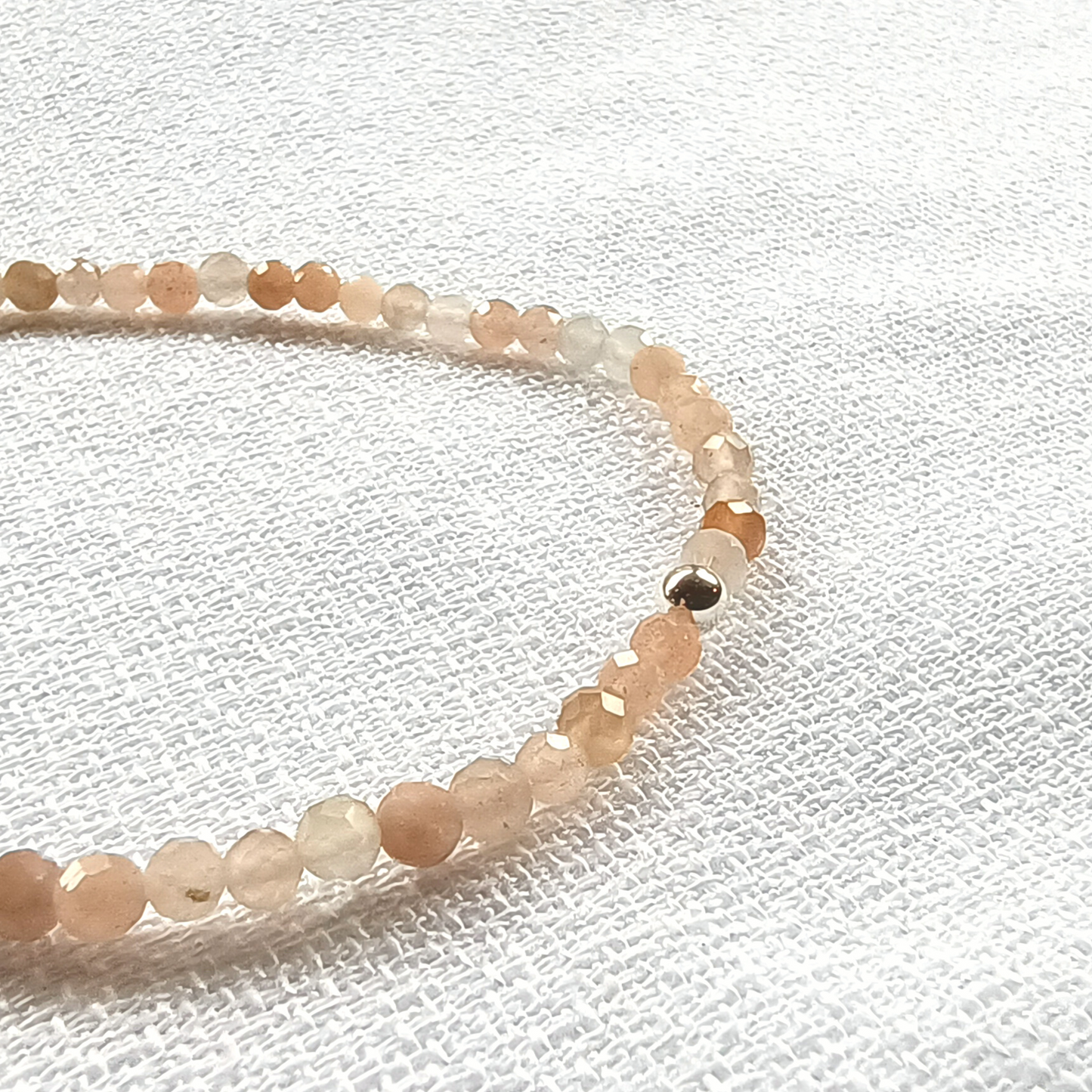 Mondstein Armband Kugeln facettiert Ø 3mm