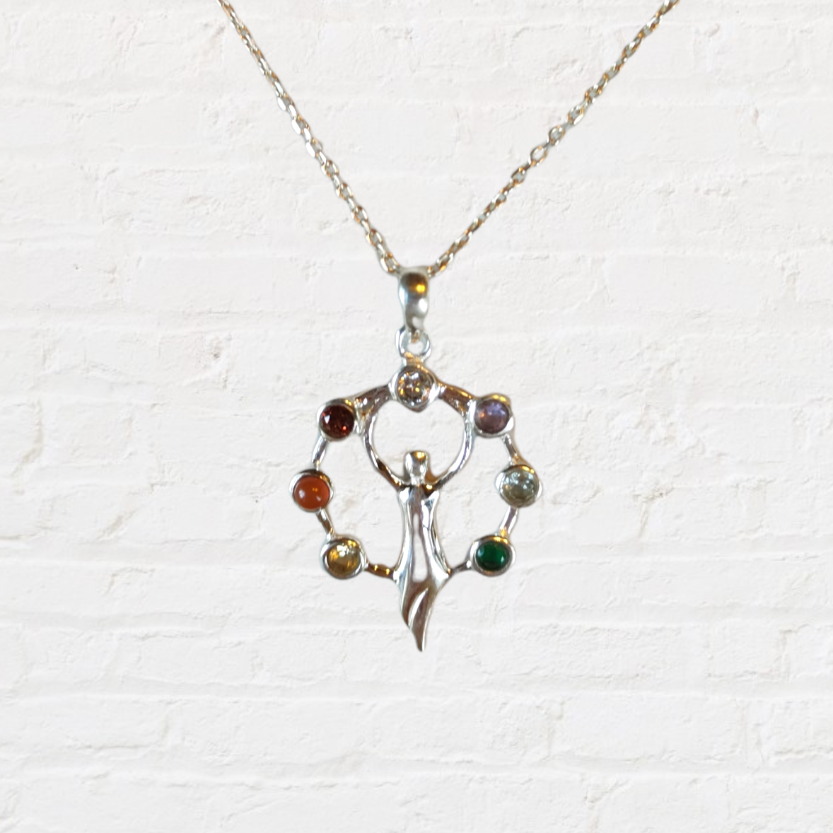 Figur Chakrensteine in Silberfassung