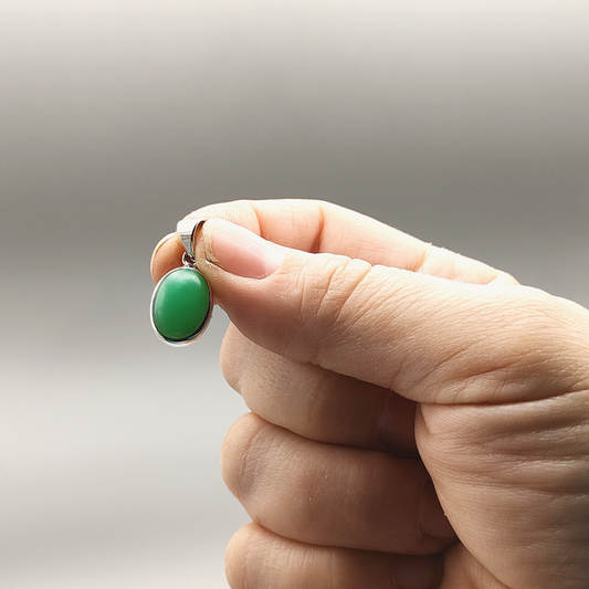 Chrysopras Anhänger, Oval, Cabochon