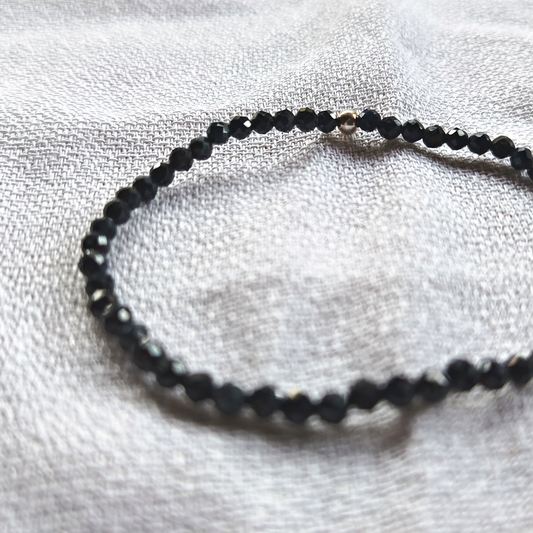 Schörl-Armband Kugeln facettiert Ø 3 mm