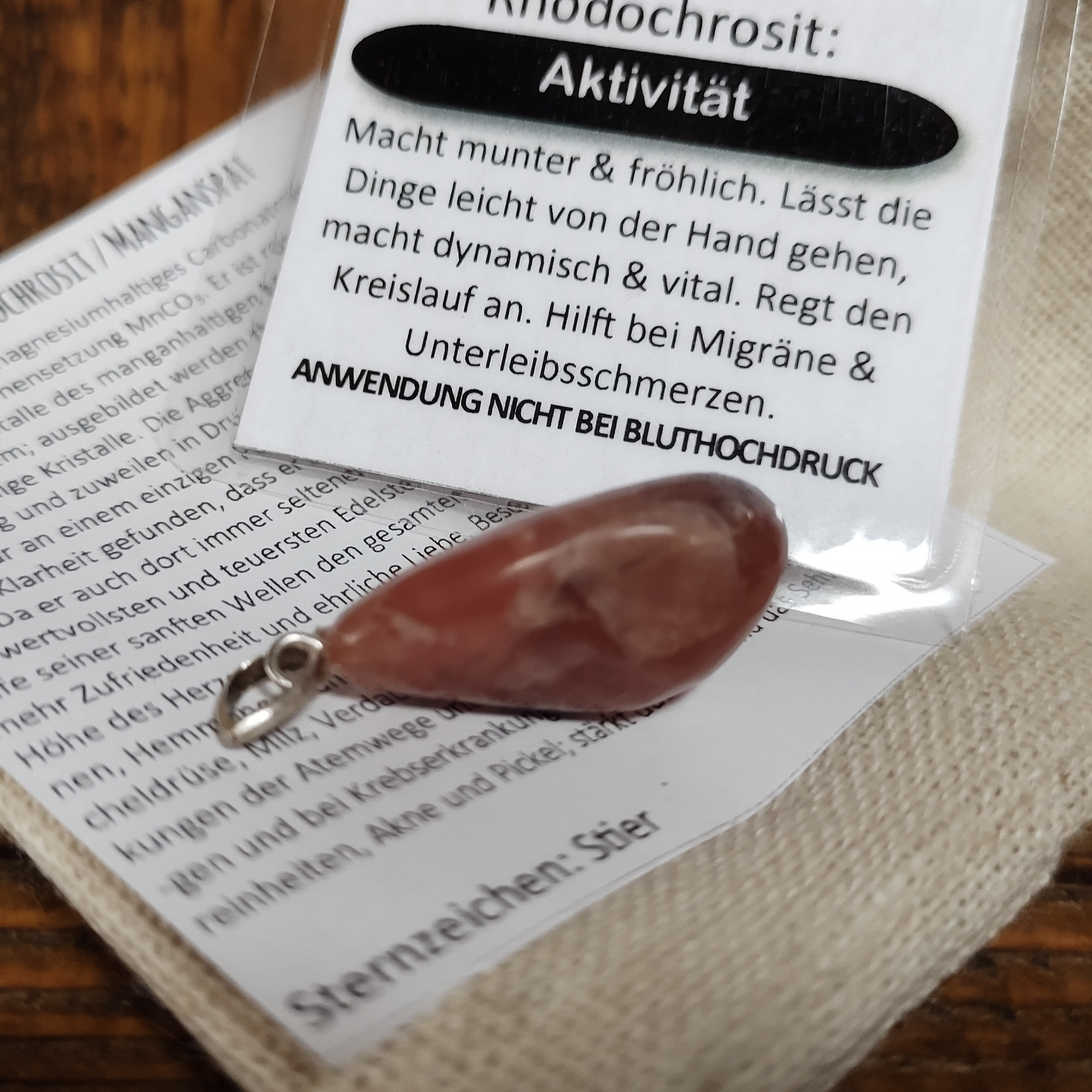 Rhodochrosit Anhänger Aktivität