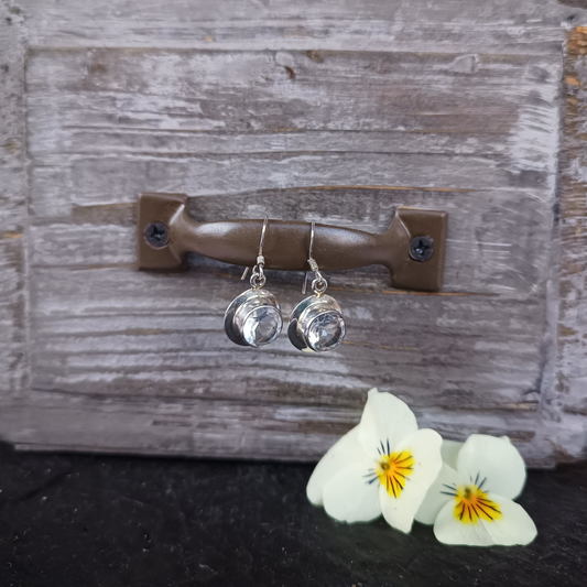 Bergkristall Ohrhänger facettiert rund