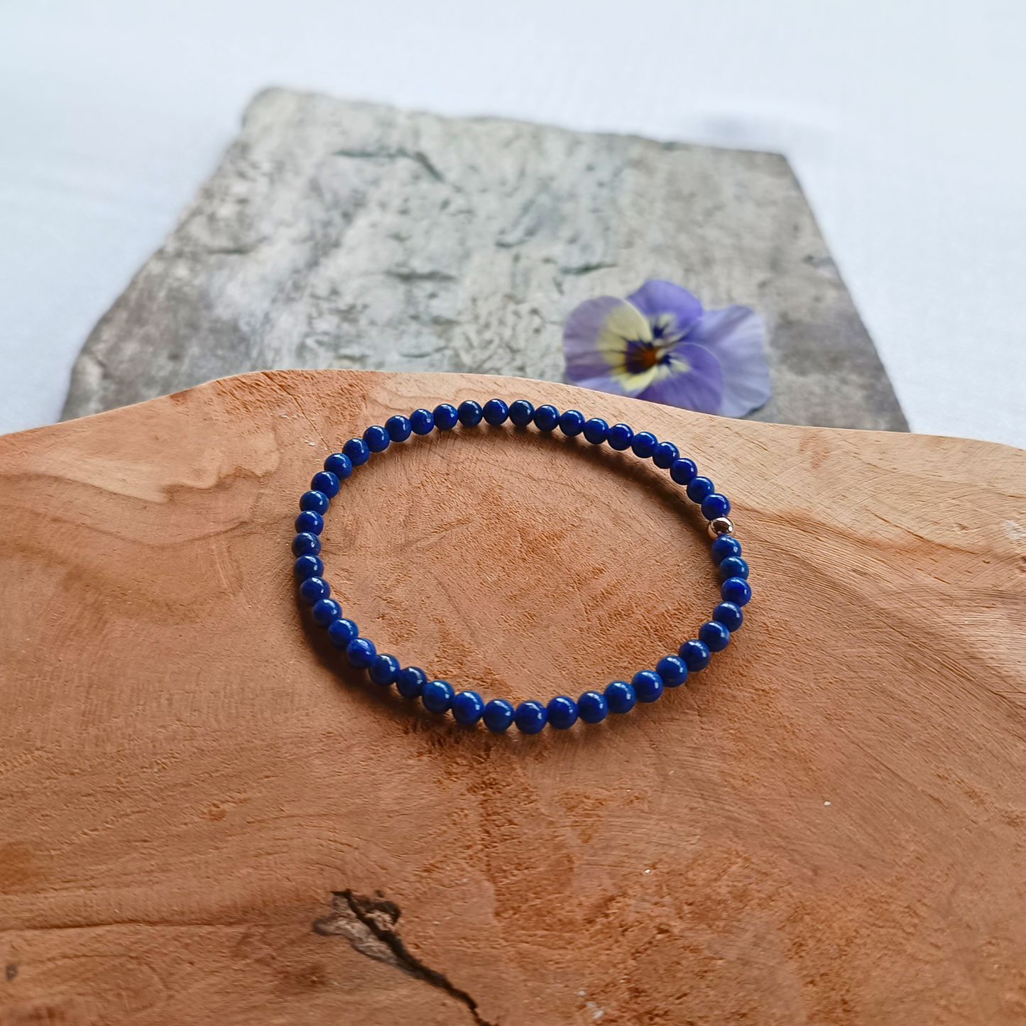 Lapis Lazuli Armband, Kugeln Ø 4mm