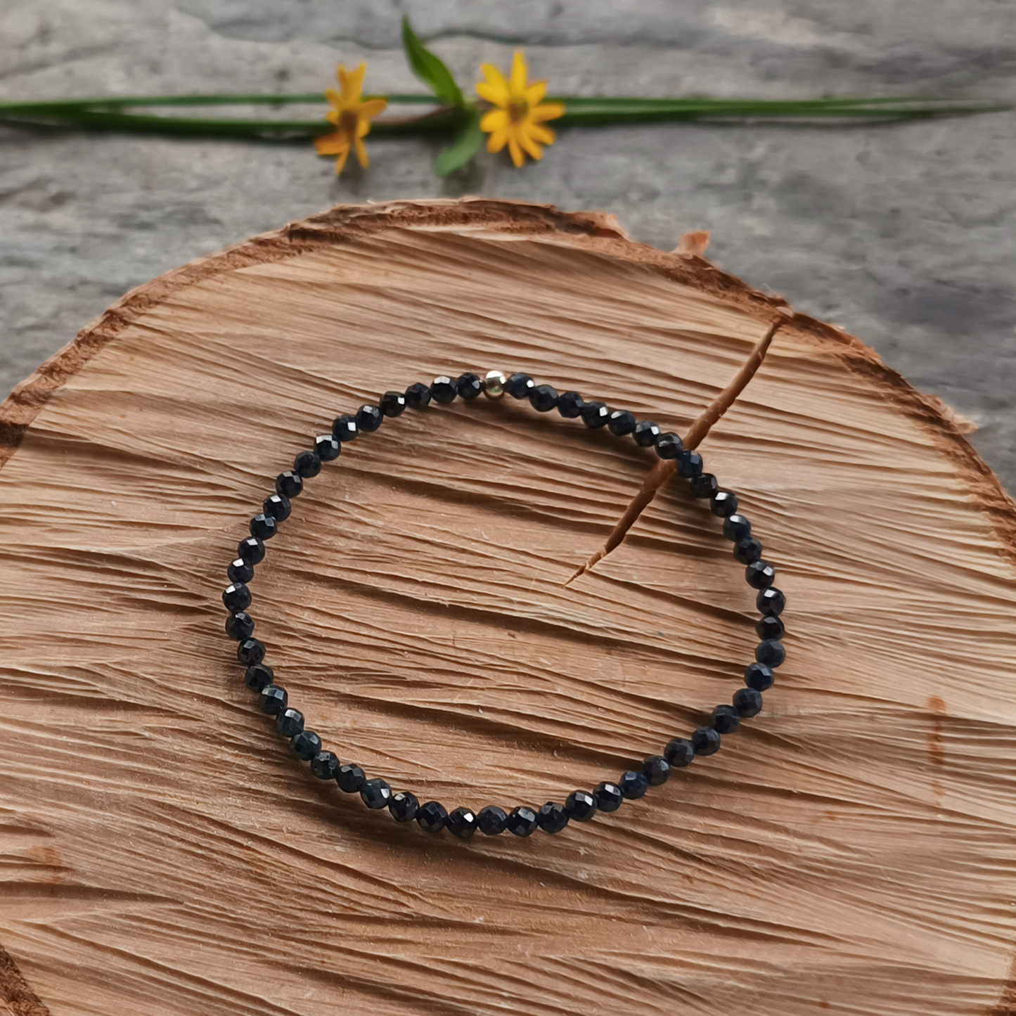 Schörl-Armband Kugeln facettiert Ø 3 mm