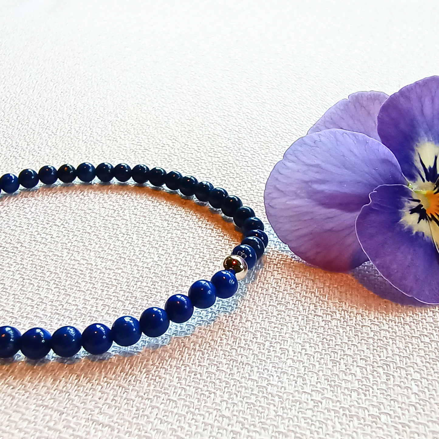 Lapis Lazuli Armband, Kugeln Ø 4mm
