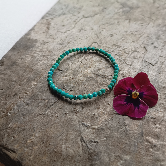 Türkis Armband, Kugeln, facettiert Ø 4mm