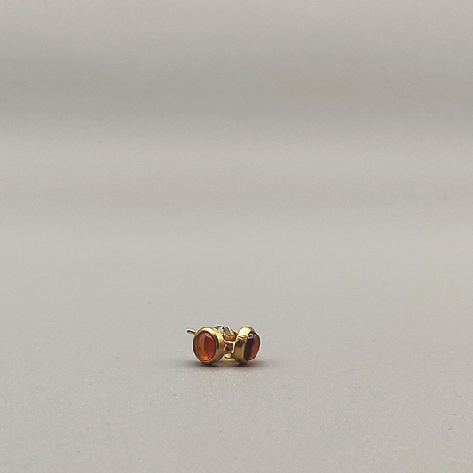 Bernstein-Ohrstecker, rund, Cabochon, vergoldet