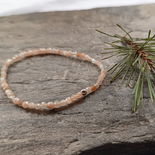 Mondstein Armband Kugeln facettiert Ø 3mm