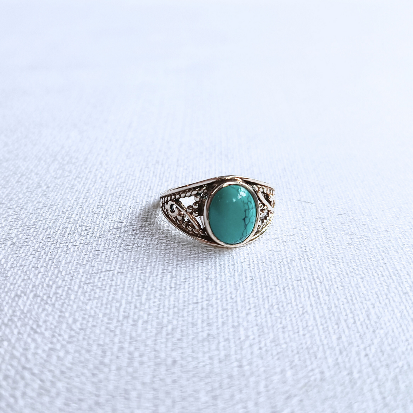 Türkis-Ring, oval, Cabochon, Gr. 58