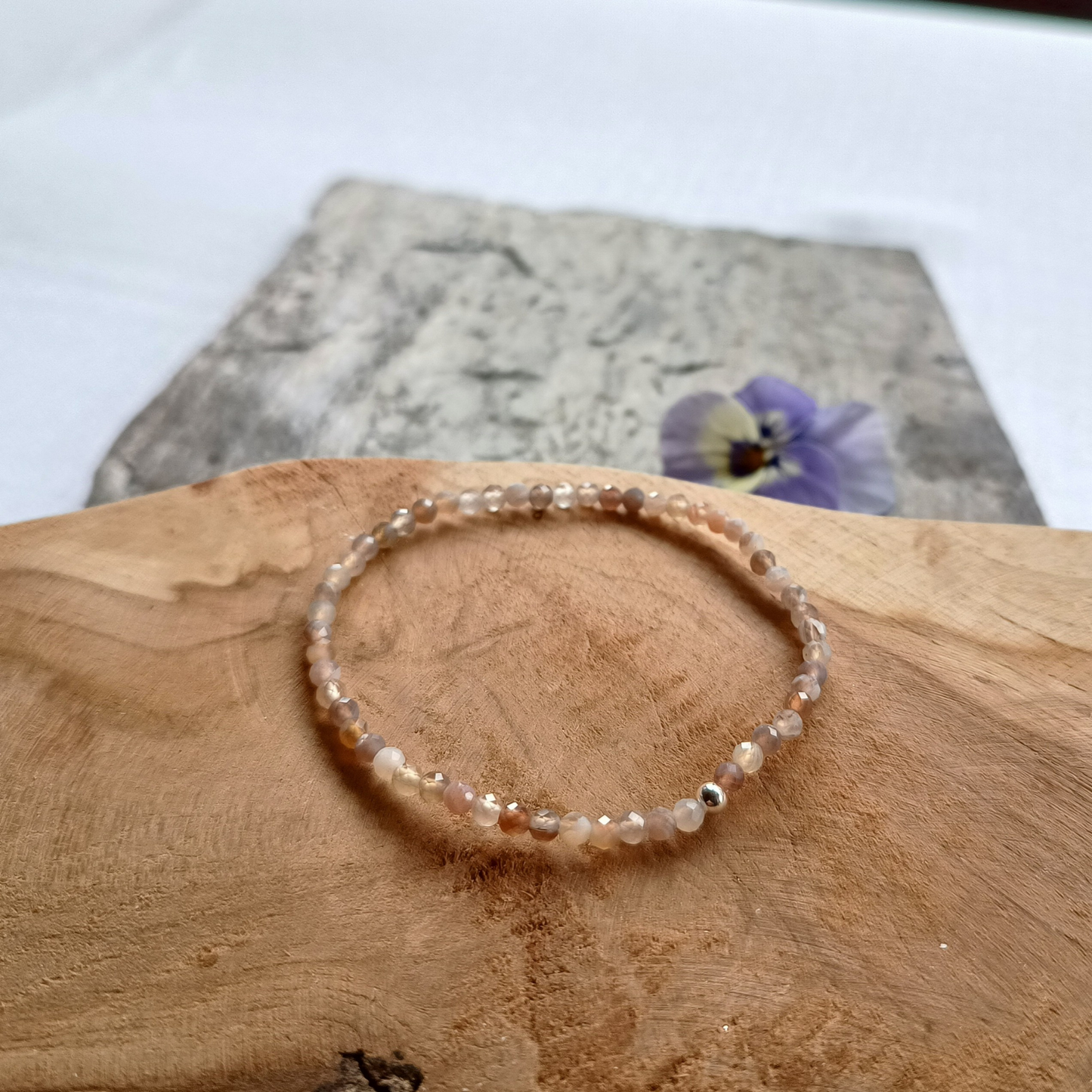 Achat Armband, Kugeln, facettiert Ø 3mm