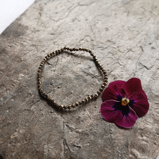 Pyrit Armband, Kugeln, facettiert Ø 3mm