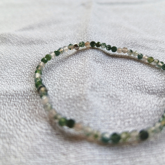 Moosachat-Armband Kugeln facettiert Ø 3 mm