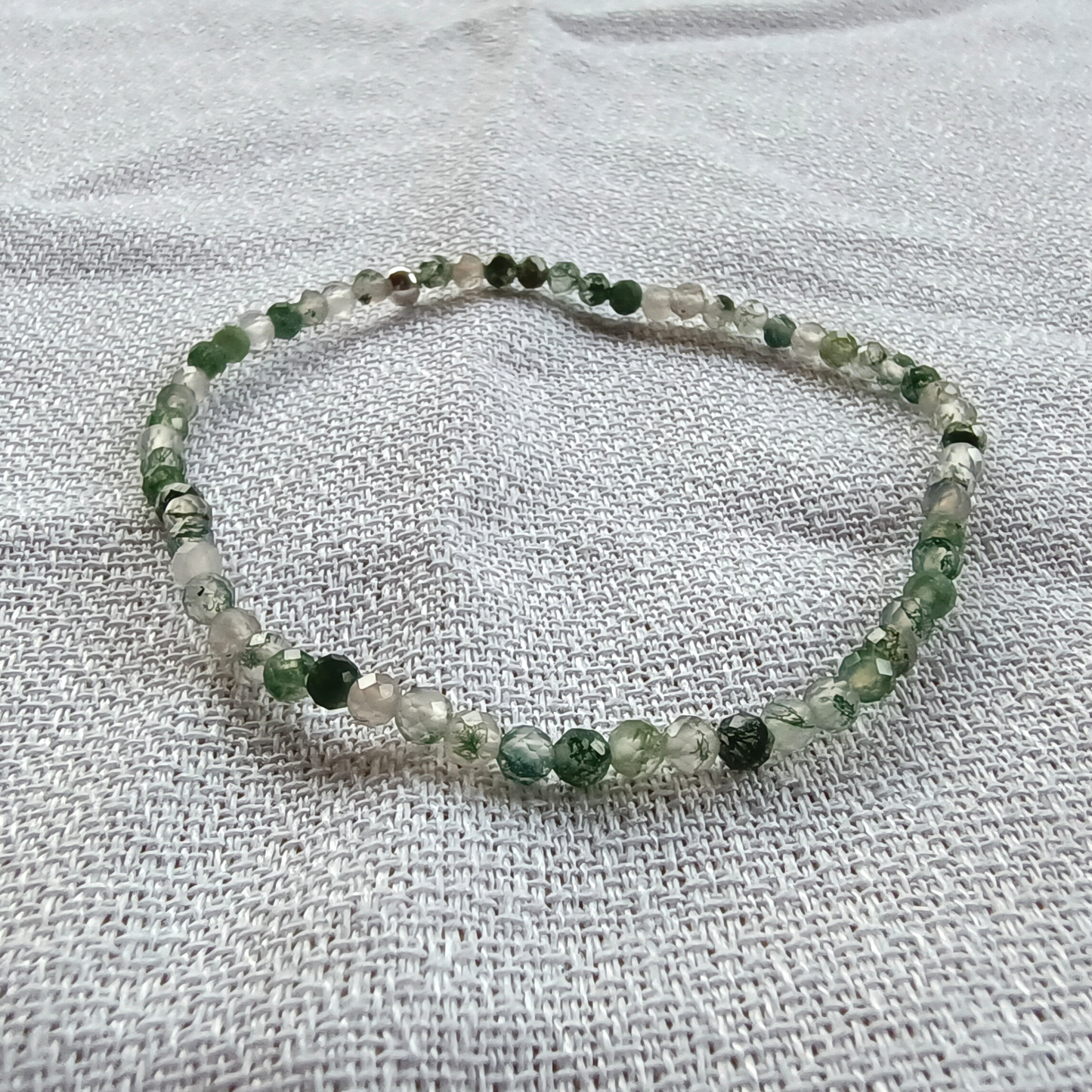 Moosachat-Armband Kugeln facettiert Ø 3 mm
