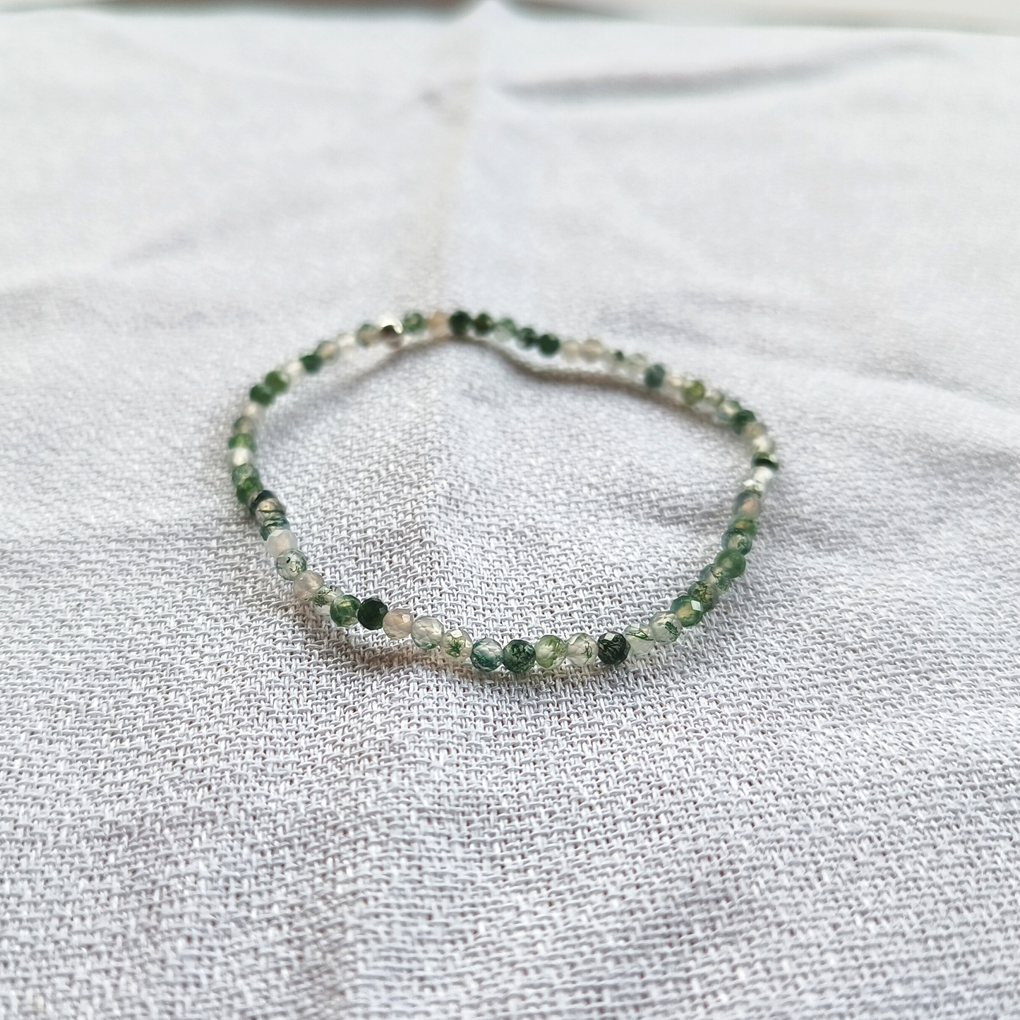 Moosachat-Armband Kugeln facettiert Ø 3 mm