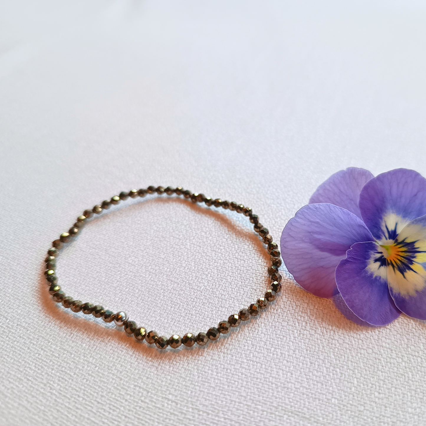 Pyrit Armband, Kugeln, facettiert Ø 3mm