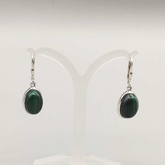 Malachit-Ohrhänger, oval