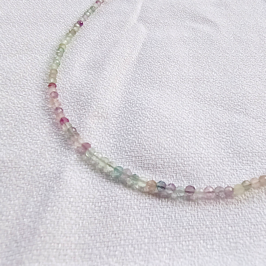 Regenbogen Fluorit-Kette facettiert Ø 3mm