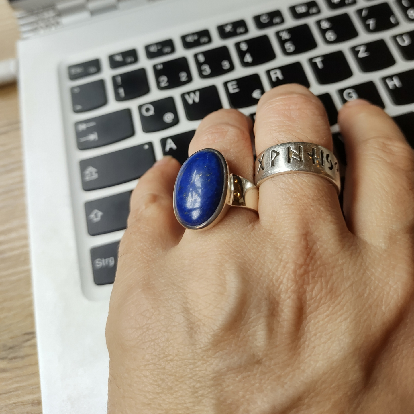 Lapis Lazuli-Ring, oval, Cabochon, Gr. 62