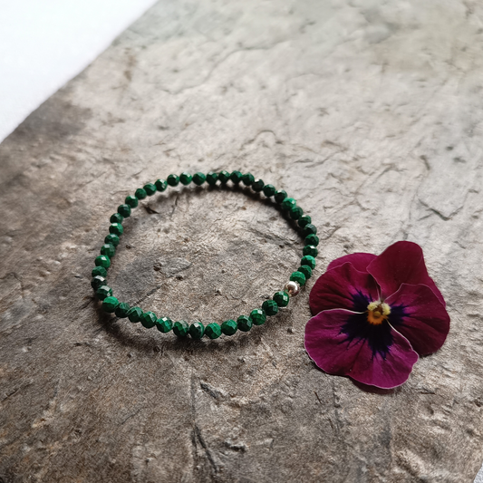 Malachit Armband, Kugeln, facettiert Ø 4mm