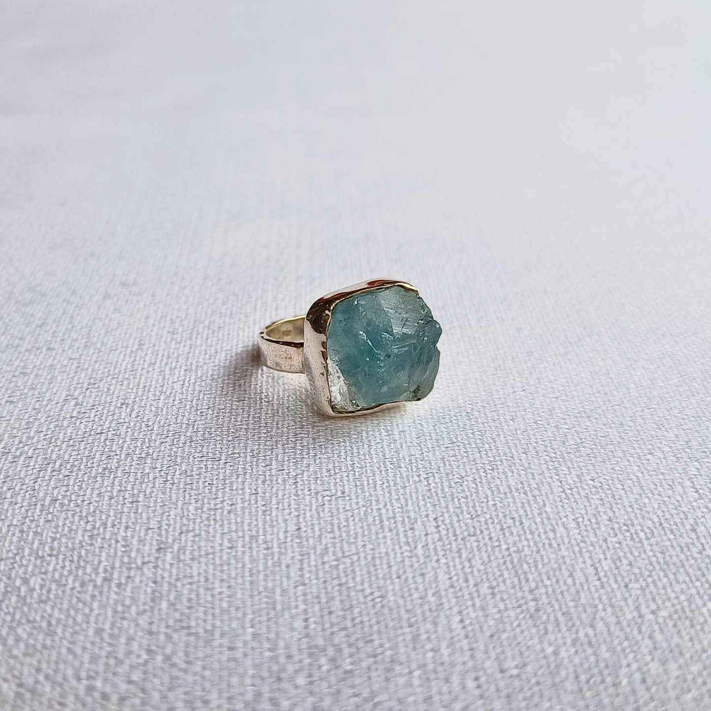 Aquamarin-Ring, natürlich, Gr. 52