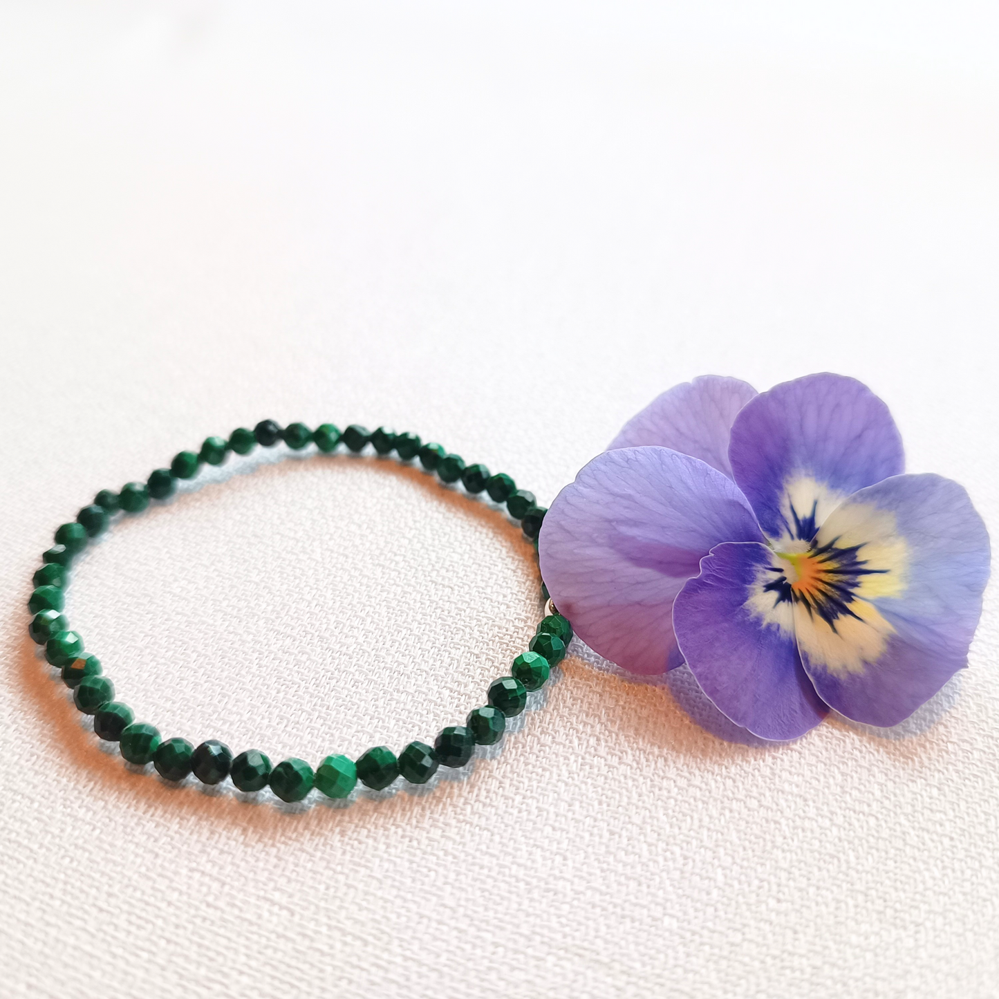 Malachit Armband, Kugeln, facettiert Ø 4mm