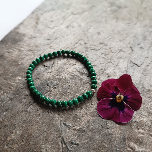 Malachit Armband, Kugeln, Ø 4mm