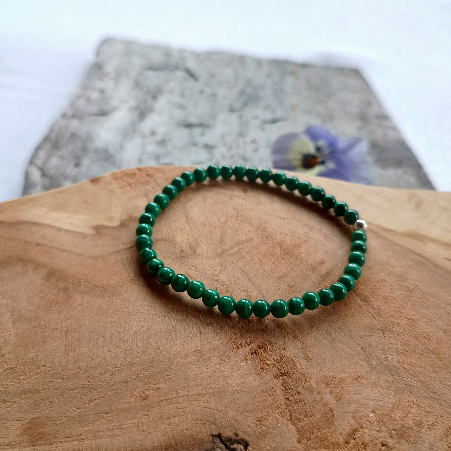 Malachit Armband, Kugeln, Ø 4mm
