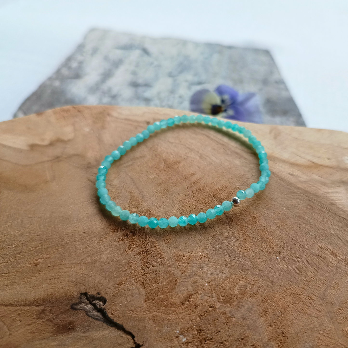 Amazonit Armband, Kugeln, facettiert Ø 3mm