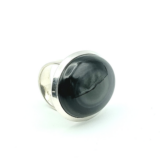 Regenbogenobsidian-Ring, Oval, Designerarbeit, GR 56