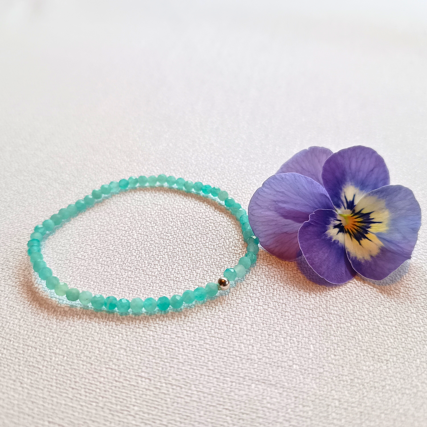 Amazonit Armband, Kugeln, facettiert Ø 3mm