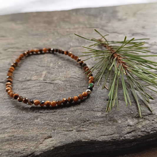 Tigerauge Armband Kugeln facettiert Ø 3mm