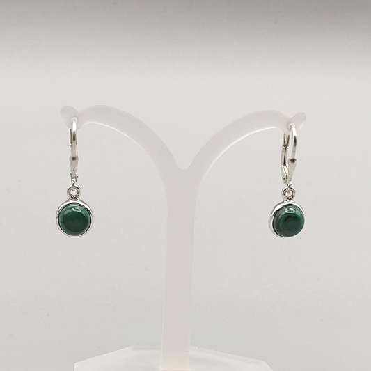 Malachit-Ohrhänger, rund