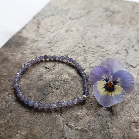 Iolith Armband, Kugeln, facettiert, Ø 4mm