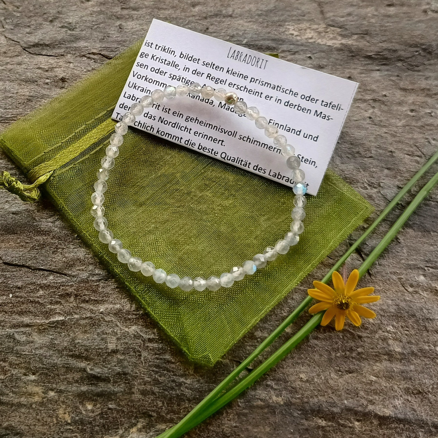 Labradorit-Armband Kugeln facettiert Ø 4mm