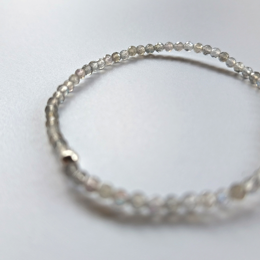 Labradorit-Armband Kugeln facettiert Ø 3 mm