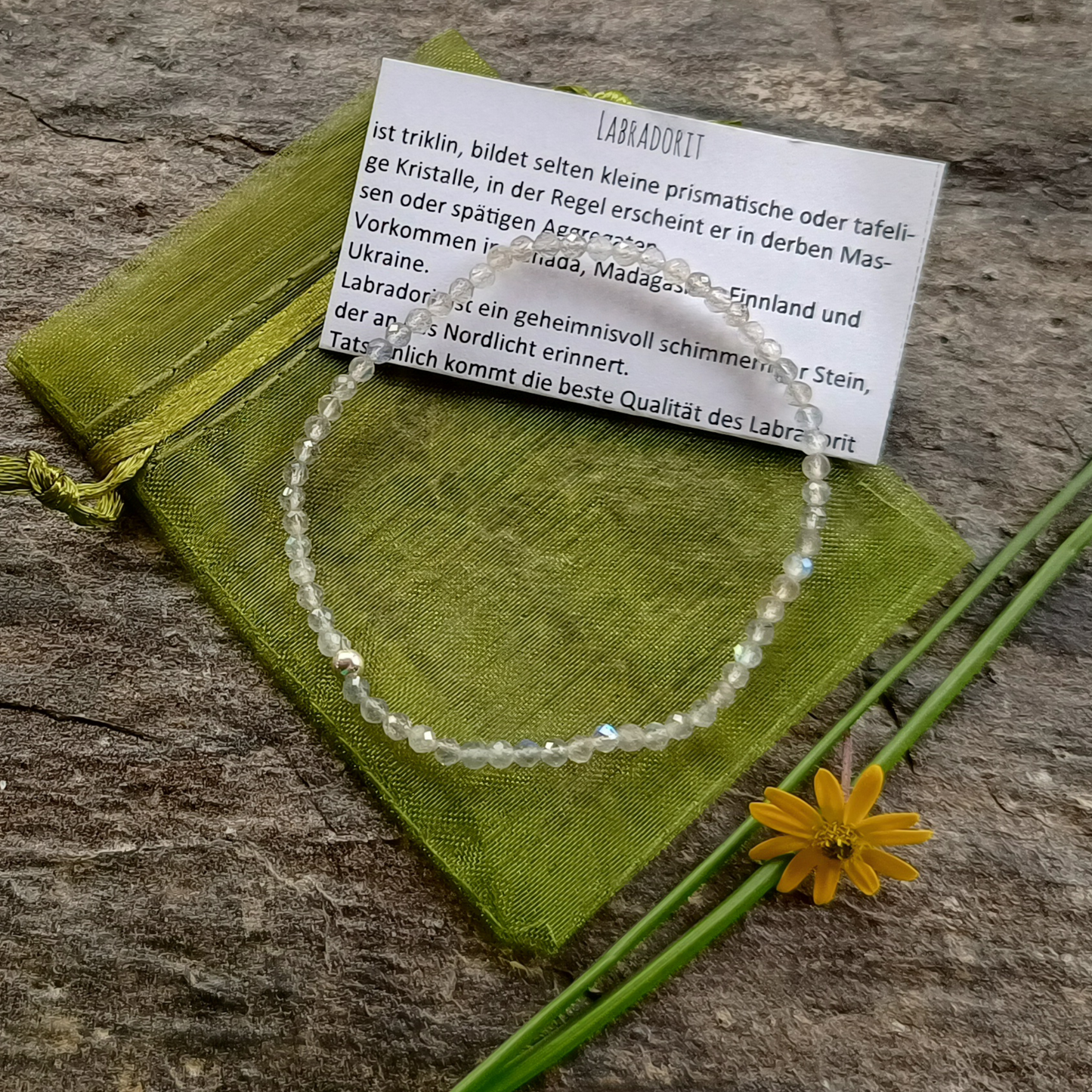 Labradorit-Armband Kugeln facettiert Ø 3 mm