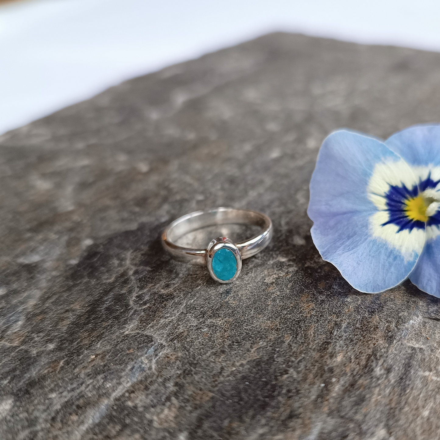 Apatit-Ring, oval, facettiert, Gr. 55